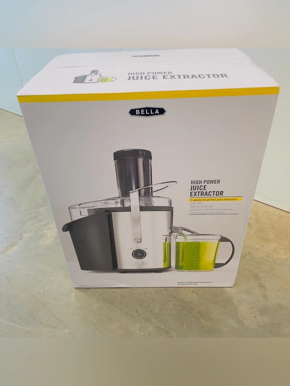 BELLA High Power Juice Extractor 1000W 2 Speed 3" Wide Feed Tube Stainless - Picture 13 of 13